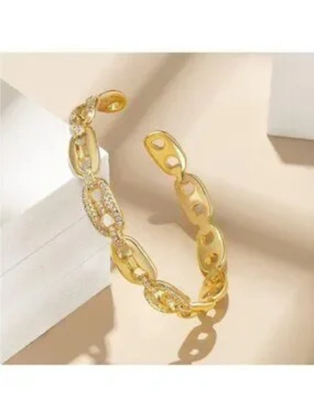 Gold 14k Gold Plated Hollow Cubic Zirconia Bracelet